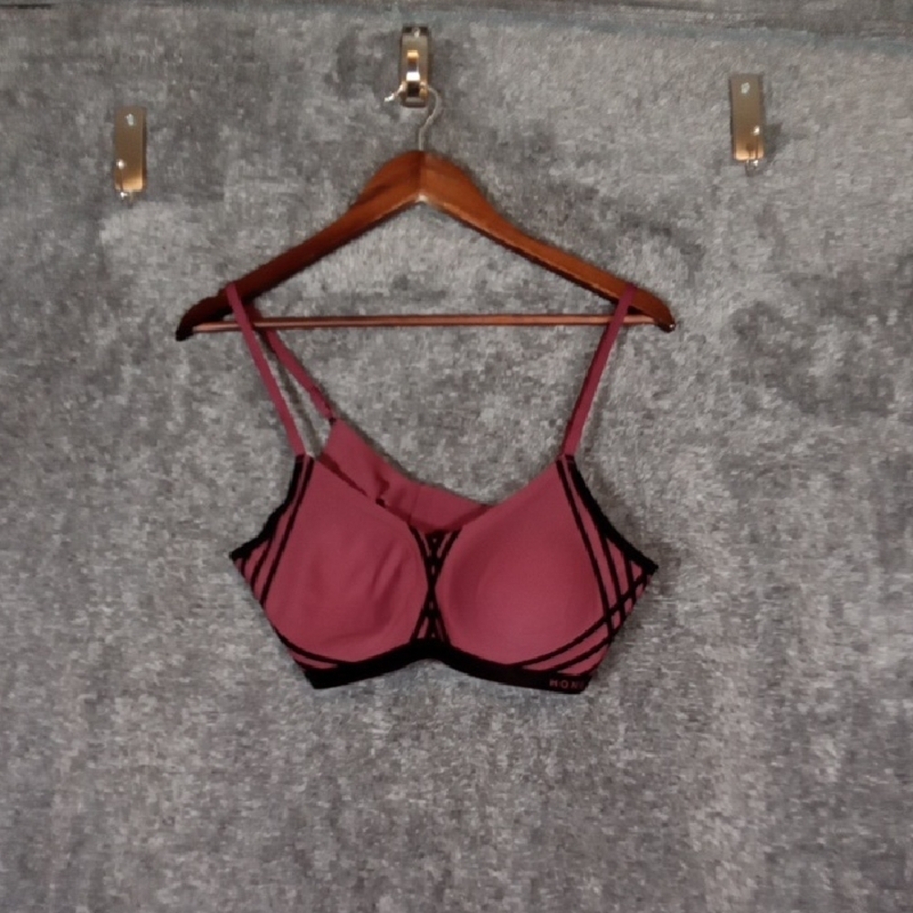 Honeylove Silhouette Wireless Womens Bra Velvet Trim Size Medium Color Fig